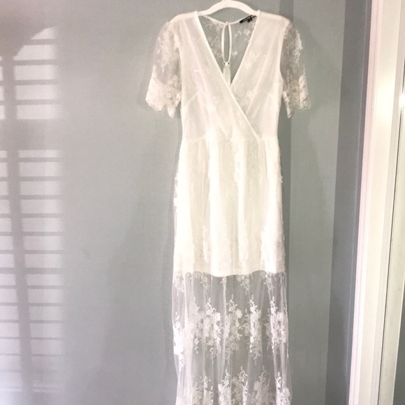 Gianni Bini white lace floor length dress - Picture 1 of 6